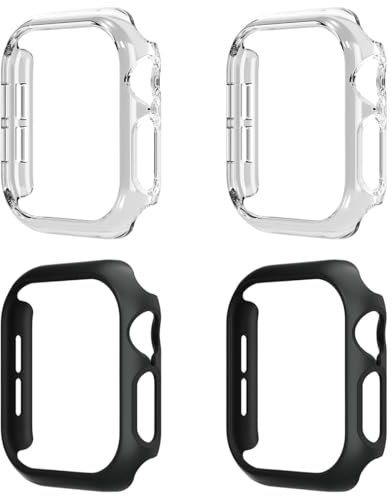 XENQITO 4 Piezas Funda para Apple Watch Series 10 46mm, Estuche Rígido Delgado PC Protector de Pantalla Cristal Templado para iWatch 46mm Case