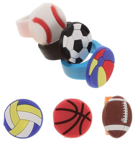 LAPYAPPE 6stücke Sportliche Pvc Ringe Ballform Farbige Finger Ringe Für Sportpartys Geburtstag Und Feste Als Partygeschenk Und Mitgebsel Für