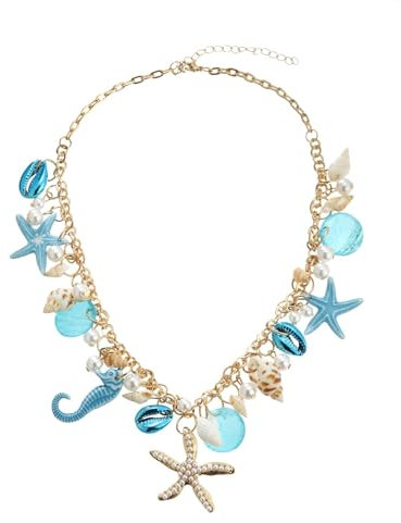 YEAMLTE Collar con Concha, Collar de Concha Mujer, Collars de Conche Colgante, Joyas de Conche, Joyas de Verano para Regalos de Cumpleaños y Vacaciones para Mujeres y Niñas (A)