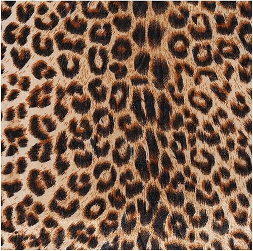Yulakes Motivo leopardato, tessuto in velluto patchwork, tappezzeria, motivo giungla selvaggia, tessuto decorativo per trapuntare, tessuto di raso, per fai da te, cucito, decorazione, 100 x 150 cm