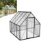 LZQ Serra da giardino in alluminio con fondazione, 230 x 180 x 195 cm, con porta scorrevole e lucernario, serra da giardino, resistente all'inverno, per l'allevamento di pomodori (6 x 8 ft)
