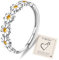 HEEYA Ringe Silber für Damen Gänseblümchen Ring Blumen Ring Silber Stapeln Daumenring Verstellbarer mit 5A Gelb Cubic Zirkonia Fingerring für Mädchen Frauen Schmuck Geschenk