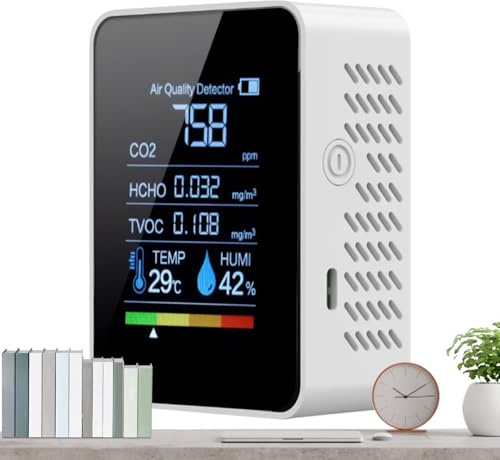 kinrguiyuez Luftqualitätsmonitor für Innenräume | Luftdetektor Tester,Klar Anzeigendes Tragbares Präzises Gerät Für Die Sicherheit Im Schlafzimmer Für Test Überwachung Und Detektion Von Kohlendioxid