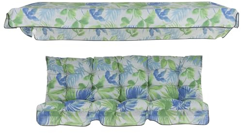 PATIO Hollywoodschaukel Auflage 175 cm Parma/Milano mit Sonnendach | Sitzpolster für Gartenschaukel Bank Sofa gesteppt Volant vorne
