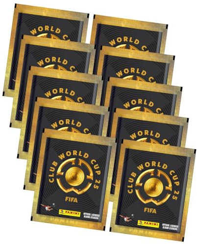 Bundle mit Panini Fifa Club World Cup 2025 Sticker - WM Sammelsticker - Auswahl + Exklusive Geburtstagskarte (10 Tüten)