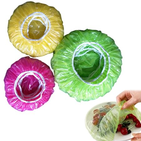 Elastische Frischhaltebeutel,60 Stück Frischhaltefolie Mit Gummizug,Abdeckhauben für Lebensmittel,Lebensmittel Abdeckung Wiederverwendbare,Bunte Frischhaltefolie für Lebensmittel,Gemüse Frischschutz