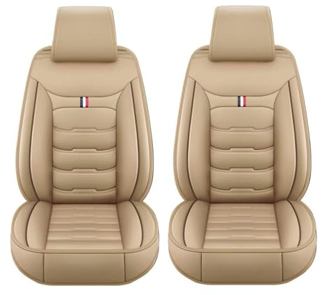 ZCCZQF Autositzbezüge für VW T5 Multivan, Vordersite Sitzbezüge Sitzbezügesets Zubehör, Wasserdicht rutschfest Vorne Sitzschoner Zubehör,Beige