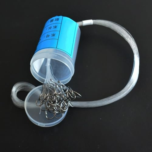 Bulevisiter Angelhaken mit Schnur gebundener Köder, 10–50 Stück, Karbonstahl, Feederhaken zum Karpfenangeln, maschinell gebunden, starke Angelschnur, 60 cm/120 cm, vorgespanntes Haken-Set, Größen (16