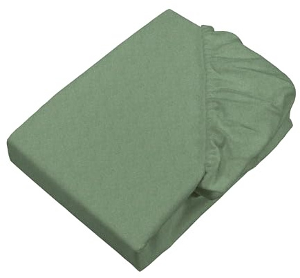 SETEX Feinbiber Spannbettlaken Melange, 100 x 200 cm großes Spannbetttuch, ca. 90% Baumwolle/ca. 10% Polyester, Bettlaken in Salbei