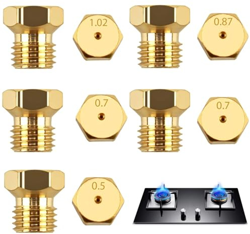 VOOSFSIE 5PCS Gas Hob LPG Conversion Kit Burner Gas Natural Jets Nozzles Injectors Set, 0.5/0.7/0.87/1.02 Lpg Burner, Jet Set For Naturalgas Usage, Easy-to-Install Hob Accessory