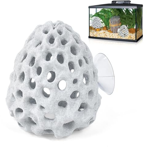 WANTOUTH 2 Stück Garnelen Versteck Plastik Garnelenhöhle Aquarium Höhle mit Saugnapf 8x7cm Simulation Poröser Korallenstein Cave Deko Aquarium Tunnel für Garnelen Fische Zucht Schutz Kleine Fische