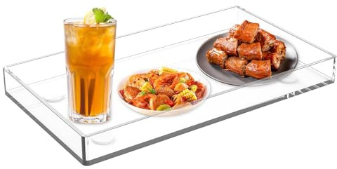 Vassoi da portata in acrilico - Organizer rettangolare decorativo, vassoio trasparente per tavolino da caffè | Per Vanity Tea Food Snacks Cucina Ottomano Bagno Moderno e minimalista Strumento di