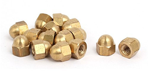 Sourcingmap 15pcs M4 Female Thread Nut DIN1587 Dome Cap Head Hex Brass Tone