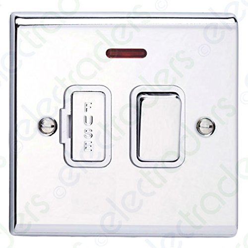Deta SD1371CHW Switched Connection Unit with Neon - 13 Amp (Polished Chrome/White Insert)