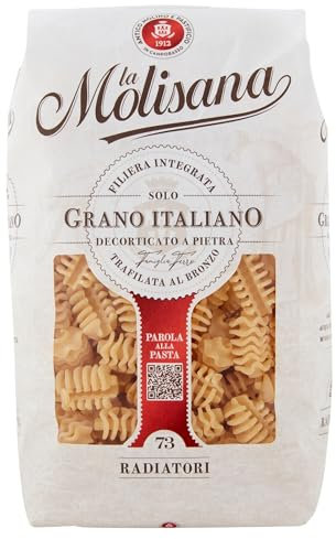 La Molisana - Radiatori n. 73, Pasta Classica da Solo Grano Italiano, Trafilata al Bronzo, Forma Unica e Ruvida che Trattiene i Sughi alla Perfezione, Confezione da 500 g