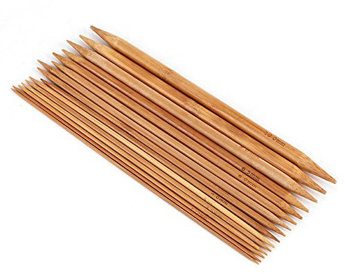 75 Stück Bambus Stricknadeln, Doppelspitz Stricknadelsätze, 15 Größen von 2 mm bis 10 mm (Länge: 20 cm)