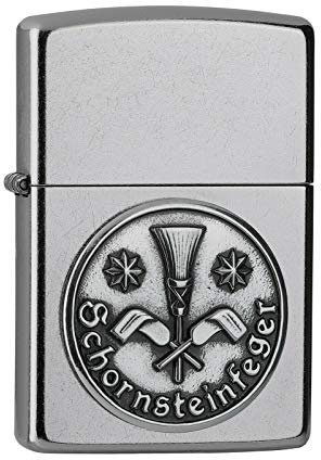 Zippo Windproof Lighter - Chimney, Street Chrome, Emblem - Refillable - Reusable - Windproof Design - Gift Box - Made in USA