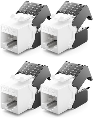 deleyCON 4x CAT6a Jack Keystone Módulo RJ45 - Conector RJ45 para Plástico LSA Montaje a Presión Cable Crudo CAT 500Mhz 10GBit/s