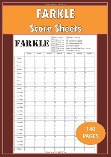 Farkle Score Sheets: Ultimate Book Of Card Games, Farkel Party Scoreboard for card games, Large Score Pads 140 Pages