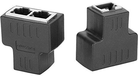 Sugoyi LAN-Anschlusskabel Extender Split 1-in 2-Out Ethernet-Kabeladapter, Extender-Kabelverteiler, LAN-Anschluss für TV-PC Set-Top-Box(Black)