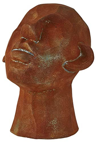 Villa Collection Talvik Kopf Figur Deko, Dekorative Skulptur aus Beton/Zement, Skandinavische Deko Modern, 16 x 18 x 23 cm, Braun