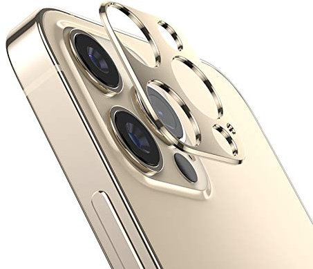NOKOER Camera Lens Protector for iPhone 12 Pro Max, [2 Pack] Camera Lens Protector Ring Cover, High-Grade Metal Material [Anti-Fall] [Wear Resistant] iPhone 12 Pro Max Camera Protector - Gold