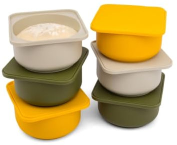 Babadoh Pizza Dough Proofing Silicone Containers with Lids | Pizza Making Accessories | Set of 6 | Multi Yellow (2 Dough, 2 Olive, 2 Yellow) | Original Size (make 12 Pizzas)