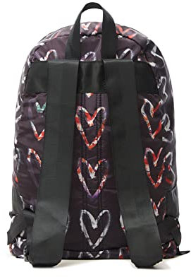 Desigual Faltbarer Rucksack mit Herzen / Schwarz