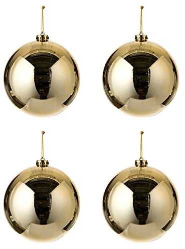 Christbaumkugel Weihnachtskugel Kugel bruchfest im 4er Set 15 cm aus Kunststoff in Rot oder Gold für Innen + Außen (Gold)