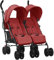 vidaXL Geschwisterwagen mit 12 Rädern Korb Traggürtel Zusammenklappbar Verstellbar Kinderwagen Zwillingswagen Zwillingsbuggy Buggy Rot Stahl