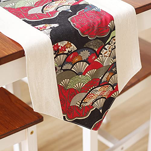 Banemi Chemin Table Mariage 30x220CM Ventilateur Chemin De Table Rouge - Style 3