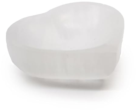 Natural Selenite Heart Bowl - 10cm, White (SelB-03)