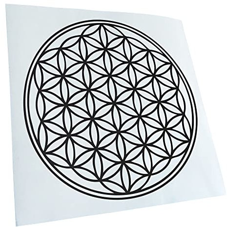 Kiwistar - Autoaufkleber - Mattschwarz - 10x10cm Blume des Lebens Baum - Heckscheibe Auto Aufkleber wetterfest für Kfz LKW Mofa Truck - Sticker außen selbstklebend Tuning Zubehör für Fenster Fahrzeug