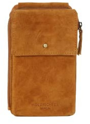 HOLZRICHTER Berlin Handytasche No 7-1 (M) karamell - Handytasche, Portemonnaie, Münzbörse, handgefertigt aus Premium-Veloursleder