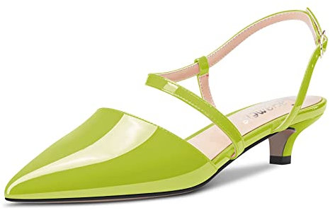 Castamere Donna Basso Gattini Tacco Heel Chiusa a Punta Pumps Slingback Slip-on Fibbia Ufficio Feste Clear Dress Scarpe Verde Lime 39 EU