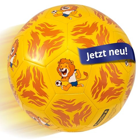 Kinder Fußball Größe 3 I Leichter Kinderfussball mit Löwenmotiv I Bambini Fussball ab 3 o. 4 Jahren für Jungen & Mädchen I Geschenk Kinder, Enkel I Weicher Ball für drinnen und draußen
