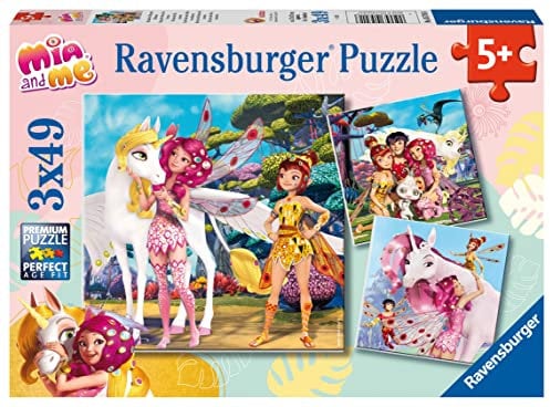 Ravensburger Kinderpuzzle 05701 - Im Land der Elfen und Einhörner - 3x49 Teile Mia and Me Puzzle für Kinder ab 5 Jahren