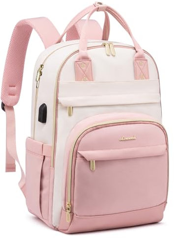 LOVEVOOK Sac à dos avec compartiment pour ordinateur portable - 39,62 cm - Étanche - Antivol - Pour femmes, filles, garçons, adolescents - Pour l'école, les voyages, le travail - Léger
