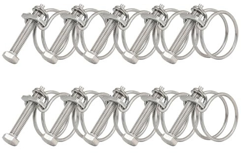 Fascette stringitubo a doppio filo, 21-25 mm, in acciaio inox 201, fissaggio universale per tubi idraulici, anello regolabile (confezione da 10)