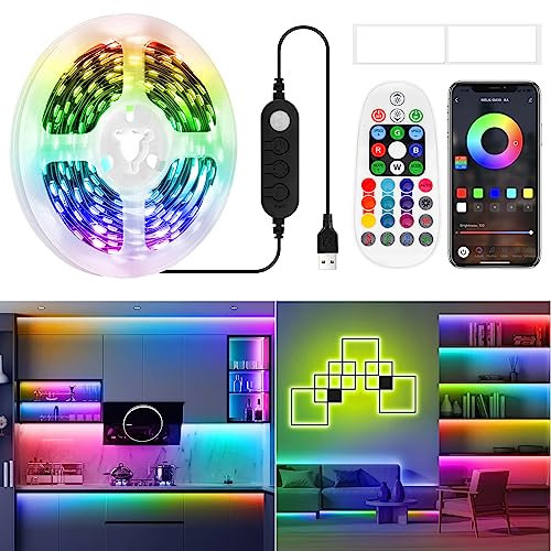 LXLQZXW Motion Sensor Lights Strip with Auto Shut-Off Timer, Night Light, 5M Motion Activated Dimmable LED Strip Light for Kitchen,Cupboards, Closets, Stairs, Shelf,Wardrobe,RGB Color