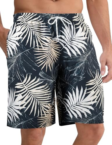 APTRO Men's Swim Trunks Swimming Shorts Board Shorts Quick Dry Beach Shorts Big and Tall Swim Shorts Vintage Large Leaves MK3292 3XL