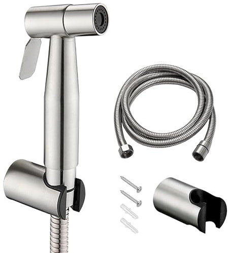 Bidet Handbrause Set, Edelstahl 304 Handbrause Toilette mit 150cm Brauseschlauch, Hand Bidet Sprayer mit Wandmontage für Waschbecken Bad Küche