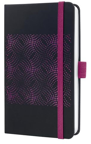 SIGEL J5212 Wochenkalender 2025 A6, Jolie, schwarz, pink, Hardcover mit samtig-weicher Oberfläche, Gummiband, Stiftschlaufe, Einstecktasche, 174 S., vegan, Buchkalender, Terminplaner