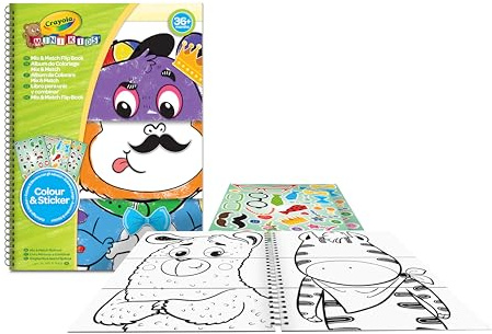 Crayola Mini Kids, Album Kombinieren und Ausmalen, ab 3 Jahren | 30 Seiten + 3 Stickerbögen, Kreative Aktivität für Jungen und Mädchen