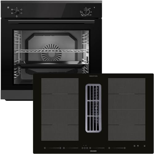 Oranier Einbau-Backofen Set EBS220 autark - 5 Funktionen & Flächen-Induktion 80 cm mit Dunstabzug KFA690-4 Kochzonen & Multi-Slider-Steuerung