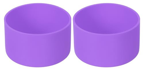 sourcing map 2pcs 7.5cm Protective Silicone Boot Sleeve for 12-24 oz, Water Bottle Bottom Anti-Slip Sleeve Cover, Universal Cup Bottom Accessories, Light Purple