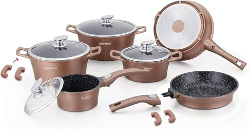 ClaShop Set PENTOLE ROYALTY LINE RL-ES2014M RAME da cucina con rivestimento in marmo