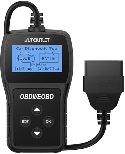 AUTOUTLET OBD2 Diagnosegerät, Auto OBD2 Scanner Codeleser OBD2 EOBD Motor Fehlercodeleser Scanner mit DTC-Definition, 10 Sprachen,Spannungserkennung und -überwachung, KFZ-Fehlercode-Lesegerät(Schwarz)
