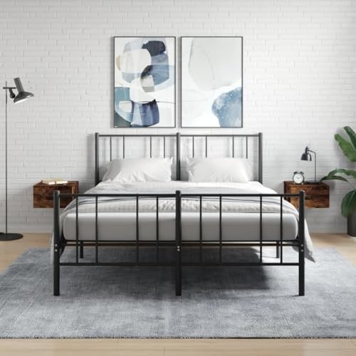 Pxznbe Set mit 2 schwebenden Nachttischen für Schlafzimmer, Wandregal für Küche, Wohnzimmer, 35 x 35 x 20 cm, hängende Nachttische aus Eiche