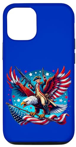 Hülle für iPhone 15 George Washington Patriot Flying on Eagle - 4. Juli